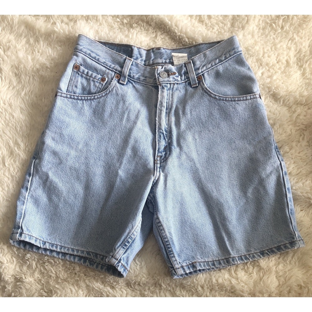 Vtg Levi 550 High Rise Relaxed Fit Red Tab Denim Jort Shorts JR Size 5 28x7